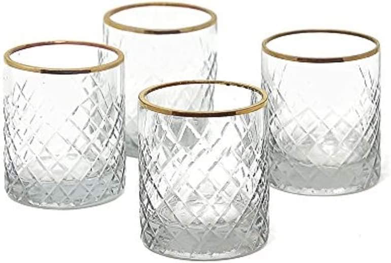 Serene Spaces Living Set of 32 Etched Squares Glass Votive Holders with Gold Rim, Ideal for Wedding Decorations, Parties, Events, Measures 3
