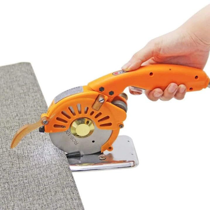 Máquina cortadora de tela eléctrica,altura de corte rotativa 27 mm Cortadora rotativa eléctrica Naranja Motor totalmente de cobre, 5 velocidades ajustables con lámpara LED,100C