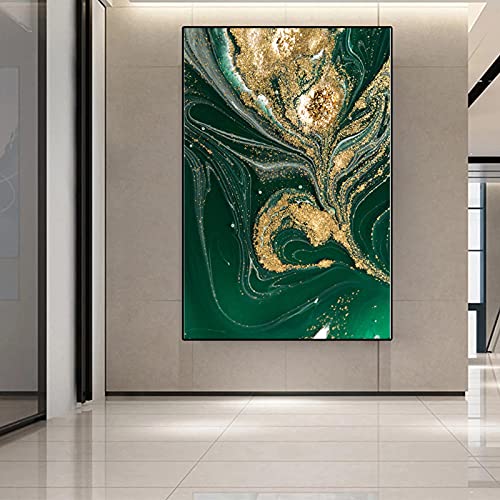 Affiches et impressions paysage art nordique peinture feuille d'or 70x100
