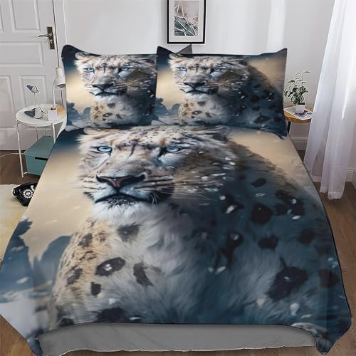 Housse de couette léopard imprimé 3D microfibre doux pour lit enfants