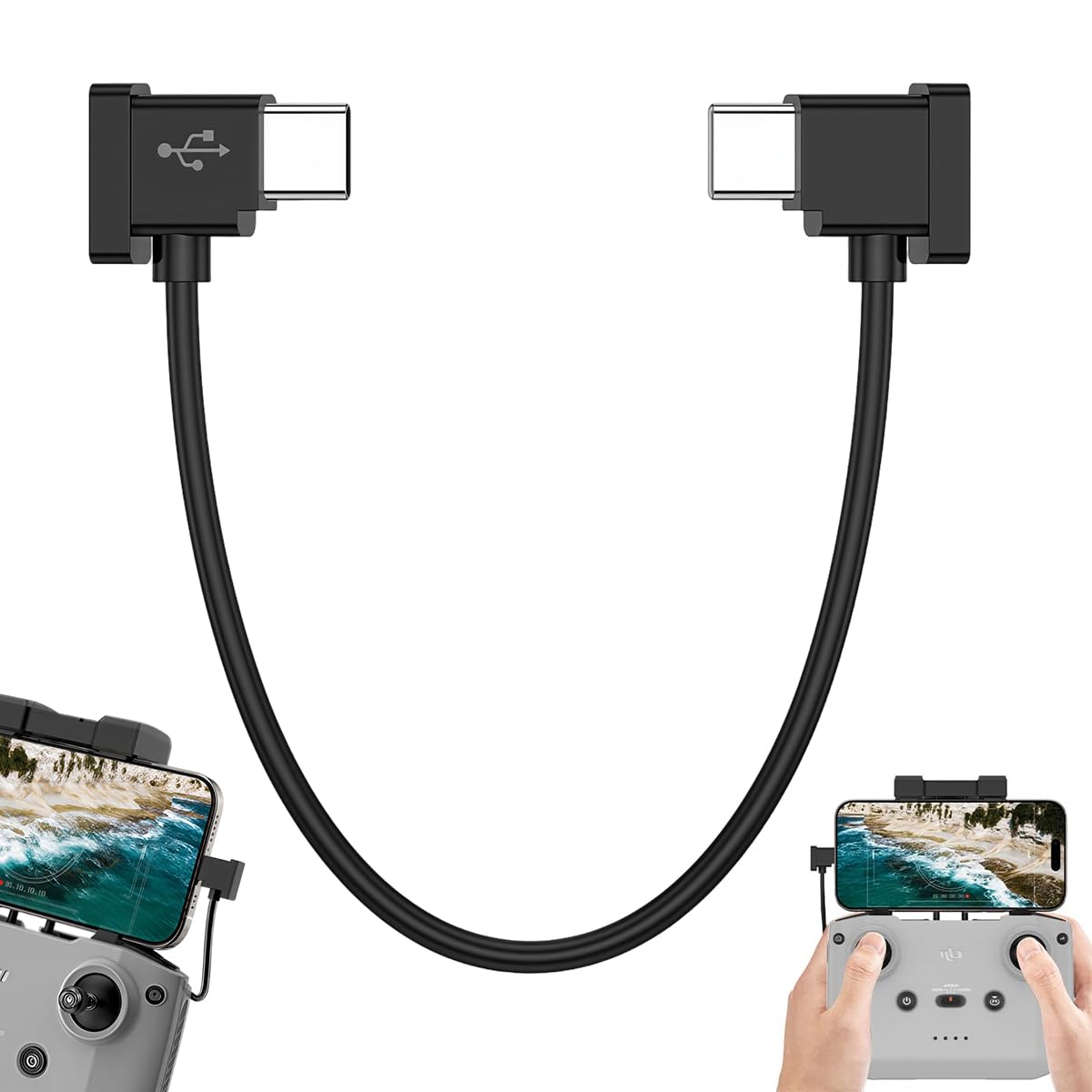 ZORBES® Compatible with RC-N1/N2/N, Data Cable Suitable for DJI Mavic 3Mini 4 Pro/3/3 Pro/2/2 SE/Air 3S/3/2S/2 Mobile Phone Tablet Remote Control Cable 30cm Type-C to Type-C Cable-image-1