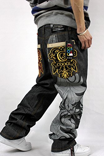 Crazy Men's Hip Hop Embroidery Baggy Jeans Denim Loose Trousers3