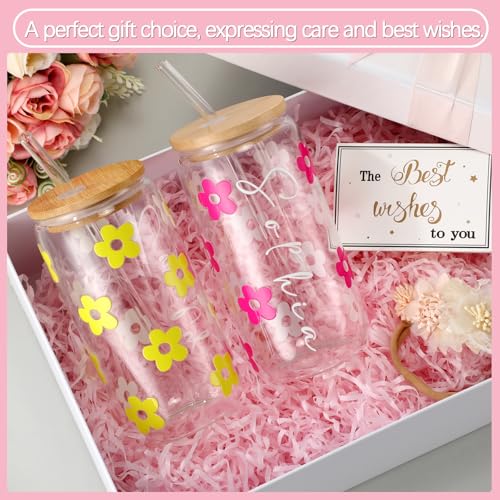 Image of Glenmal 8 Sheets UV Dtf Cup Wrap Transfer Stickers Gifts DIY Flower Daisy Personalized Letters Wrap Transfer Stickers for Women Nurse Glass Cups Bottle Wood Crafts Decals(Light Color)