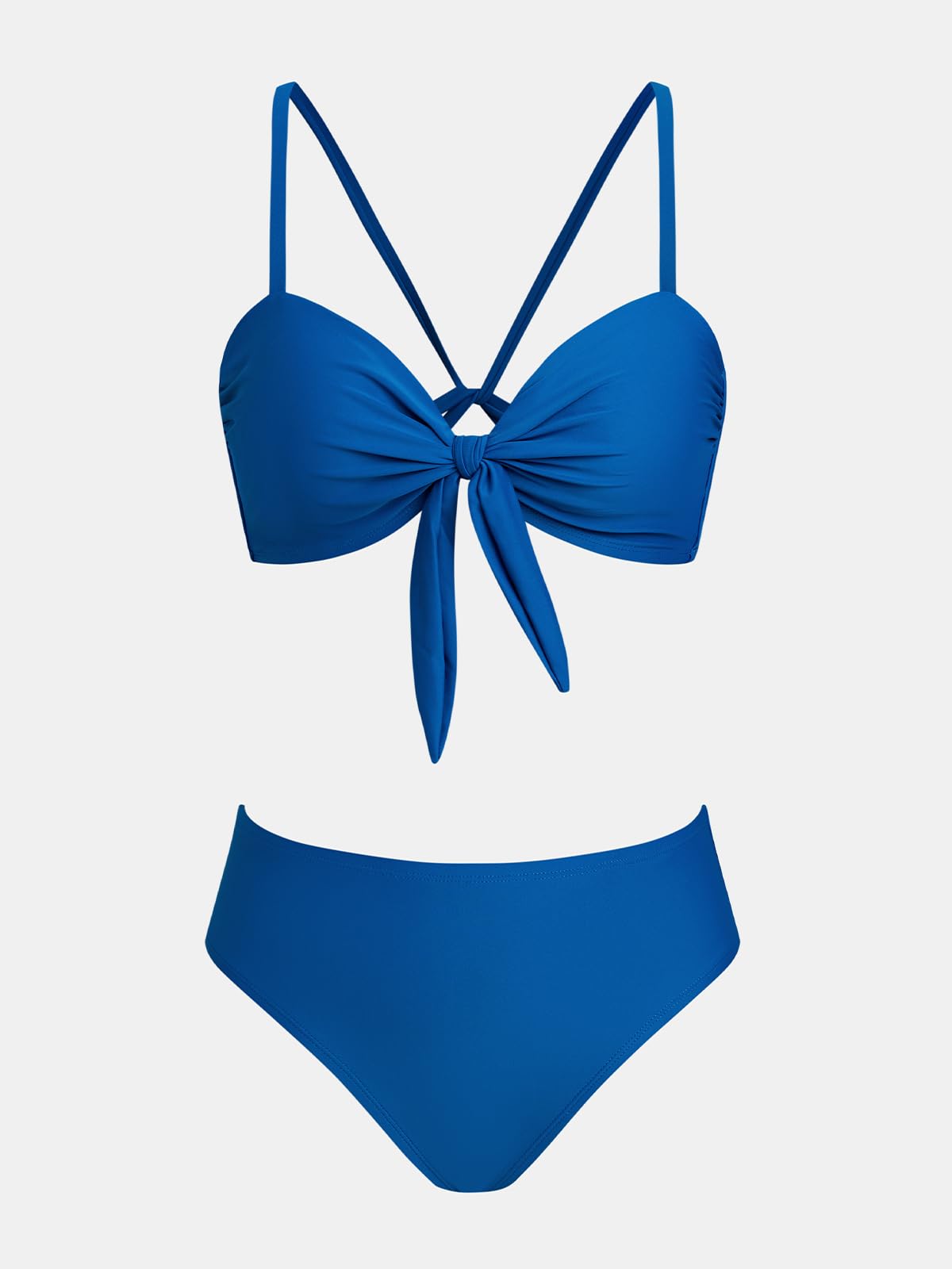 CUPSHE Conjunto de bikini de corte alto con lazo desmontable correas cruzadas espalda traje de baño de dos piezas