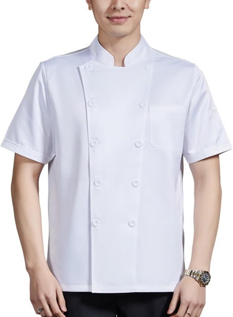 Chef Uniform Short Sleeve Chef Coat Jacket for Unisex Women Men Restaurant Kitchen Work Cooking Shirt