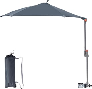 UPF 50+ Beach Chair Umbrella with Clamp Adjustable No-Block View | Portable Lightweight Sun Shade for Sand Lawn,Sturdy Personal Sun Shelter with Carry Bag for Outdoor Camping,Sports Events