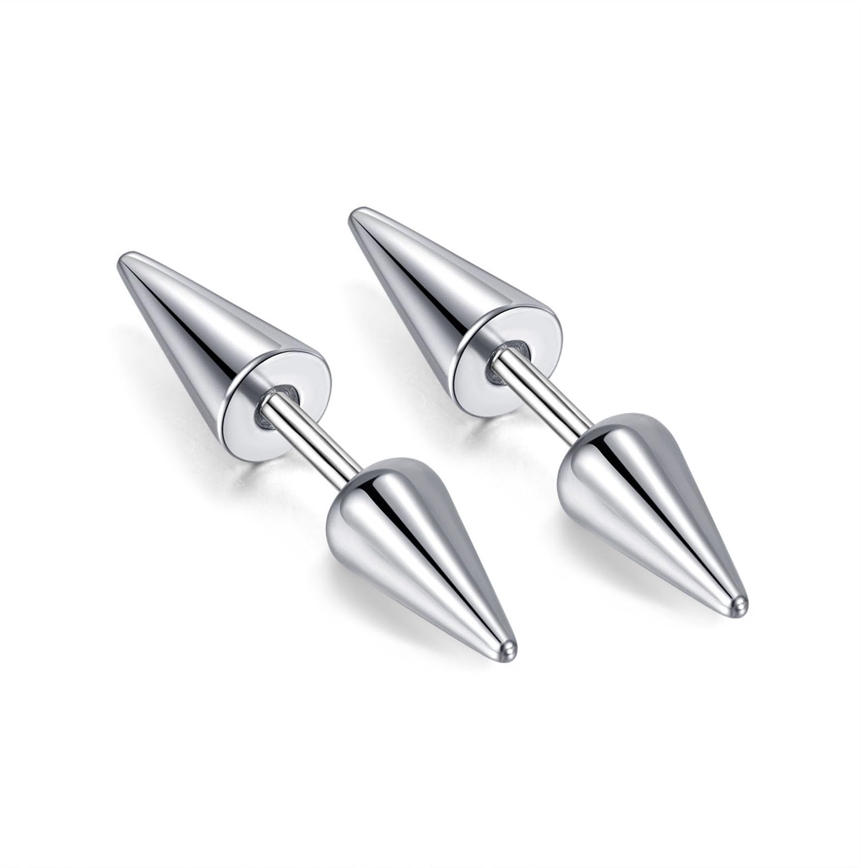 Punk Rock Stainless Steel Double Side Spike Rivet Stud Earrings