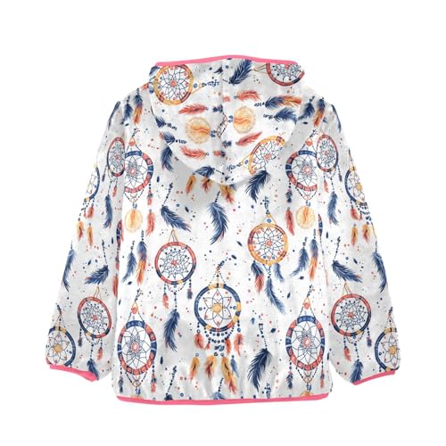 Boho Dream Catcher Girls Fleece Jacket Girls Fall Jacket Girl Coats Zip Up Hoodie Children Sherpa Warm Outerwear 2-10T2