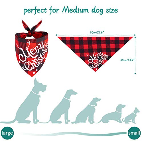 Whaline Christmas Dog Bandanas 6 Pack Red Black Plaid Triangle Bibs Reversible Pet Neckerchief Xmas Tree Snowflake Reindeer Pattern Pet Scarf for Christmas Winter Dogs Cats Pets Decoration - Image 3
