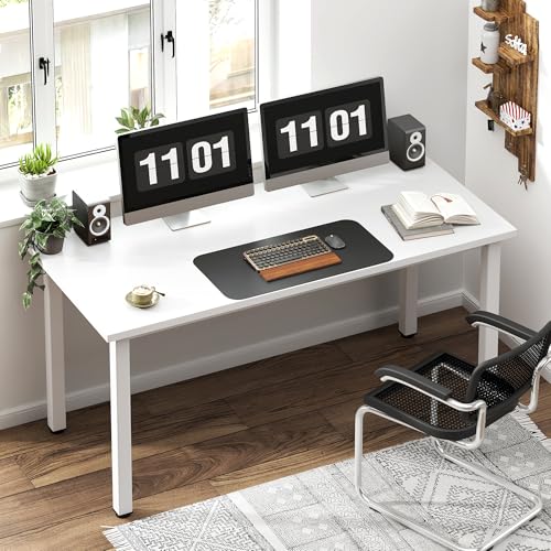Need 54.3 Inch Large Computer Desk, Modern Simple Style Desk for Home Office, Basic Writing Table for Study Student, White - Image 3