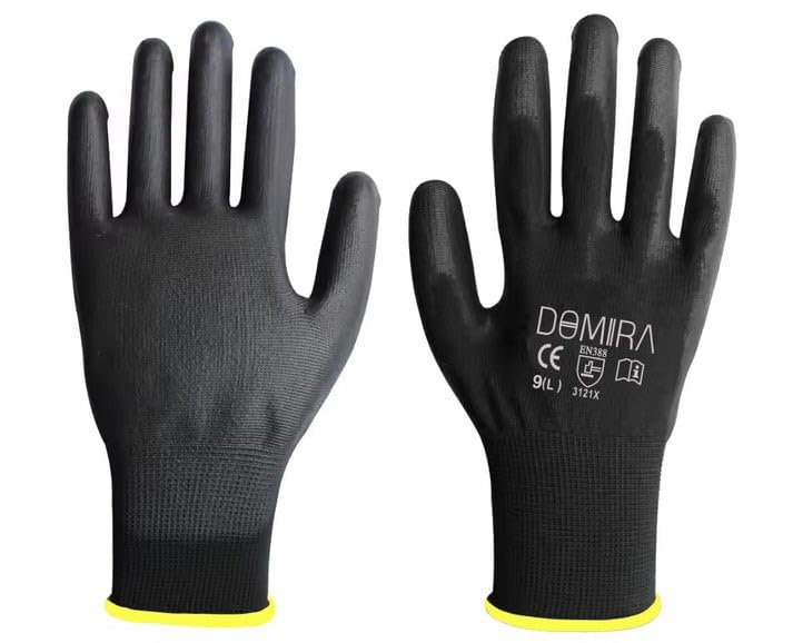 DOMIRA 6 Pack Heavy Duty Work Gloves For Men & Women, Safety Gloves for Men Work Builders, Mechanics, Warehouse & Gardening