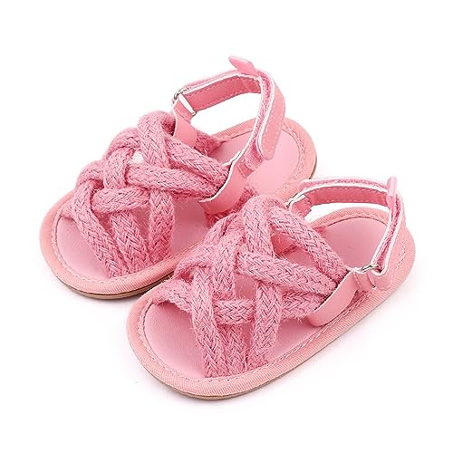 Girls Slides Toddler Kids Baby Girls Cute Rope Soft Bottom First Walk Shoes Shoes Girls Sandals3