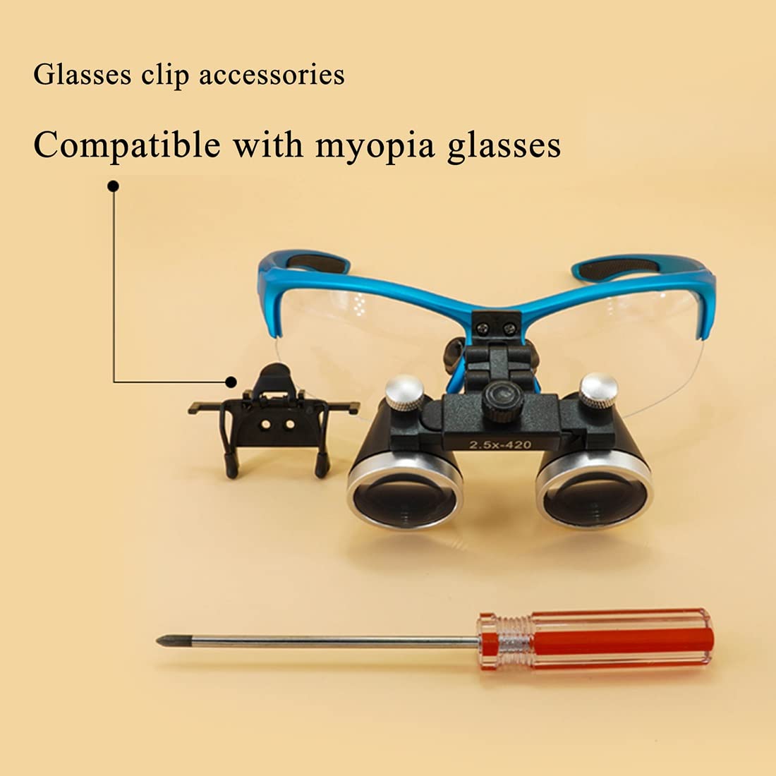Loupes binoculaires chirurgicales antibuée pour Dentiste 2,5X 3,5X 420 mm Eclairante Lunette grossissante High Intensity LED lightdi, Loupes Jumelles Chirurgicales en Verre Optique