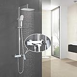 🚿【3 WASSERAUSLASSMODI】 -- Faulkatze Duschsystem mit 3 Wasserauslassmodi, es ist bequem zu bedienen, Sie werden es genießen, die Zeit zu sehen.