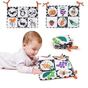 Meribbit Baby Stoffbuch Schwarz Weiß TM267-C