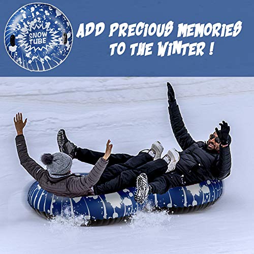 Glintoper Winter Snow Tube for Sledding, Inflatable Snow Sled for Kids and Adults, 42 Inch Heavy Duty Snow Tubes with Strong Handles, Wear-Resistant Material & Thickening Freeze-Proof - Thumbnail 2