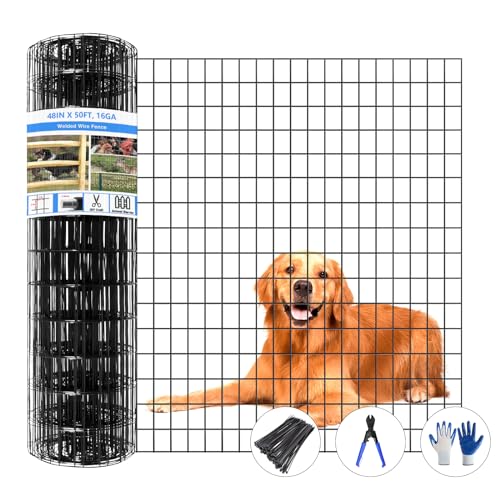 GILPWA Welded Wire Fence, 50ft(L) x 48inch(H) Garden Fence for Dog, 2 Inch x 3 Inch 16GA Fencing for...