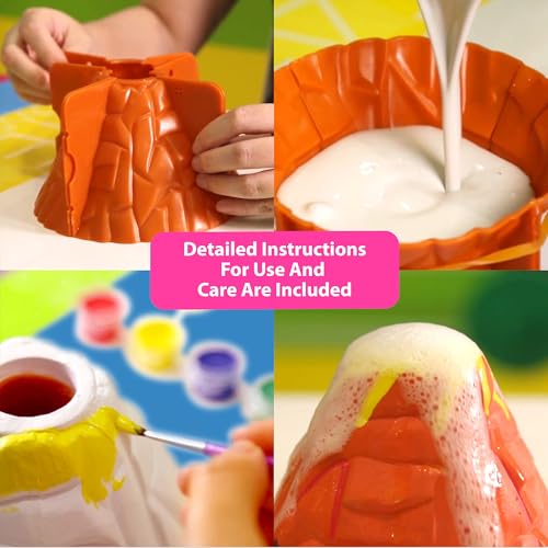 4M Kidz Labs Volcano Making Kit, Science Kit for Boys and Girls Ages 8+, Mould & Decorate a Volcano and Watch It Fizz, Orange - Image 4