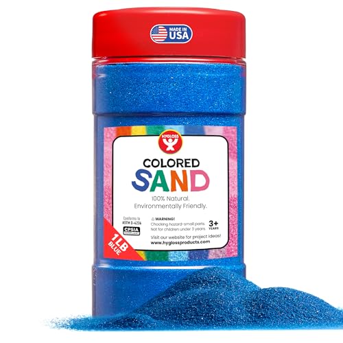 Image of Hygloss Colored Sand for Crafts - 1 lb Bottle, Blue - Vibrant Colorful Fine Sensory Play Sand Art Kits for Kids - Classroom Activities for Children 3 4 5 6 7 8 9 10 11 12 - Safe for Ages 3+