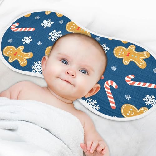 Burbuja Gingerbread Men Muslin Baby Burp Cloths, Soft & Absorbent Cotton Burping Rags for Newborn Boys & Girls, 4 Pack4