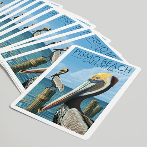 Lantern Press Pismo Beach, California, Pelicans, 52 naipes póker miniatura 5