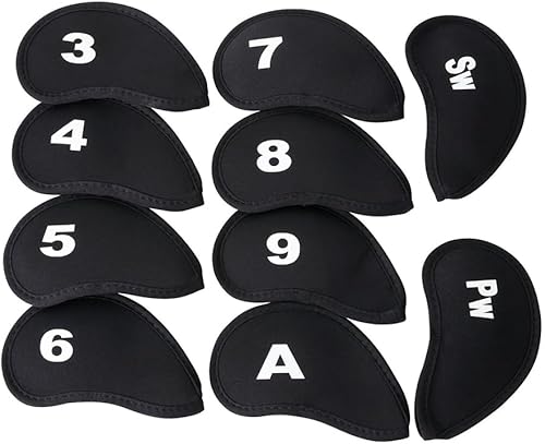 Miniatura 2 de 10 fundas de neopreno negras para cabeza de golf para hierro con club blanco no. Se adapta a la mayoría de las marcas