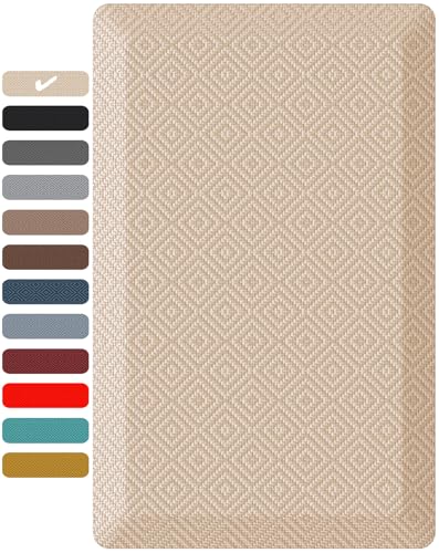 Image of Ophanie Kitchen Mats for Floor,3 /4 inch Thick,20x32 Anti Fatigue Cushioned Mat,Kitchen Rugs,Waterproof,Comfort Ergonomic Standing Mat for Office,Home,Sink with 99+ Pairs of Anti-Slip Bottom Ridges