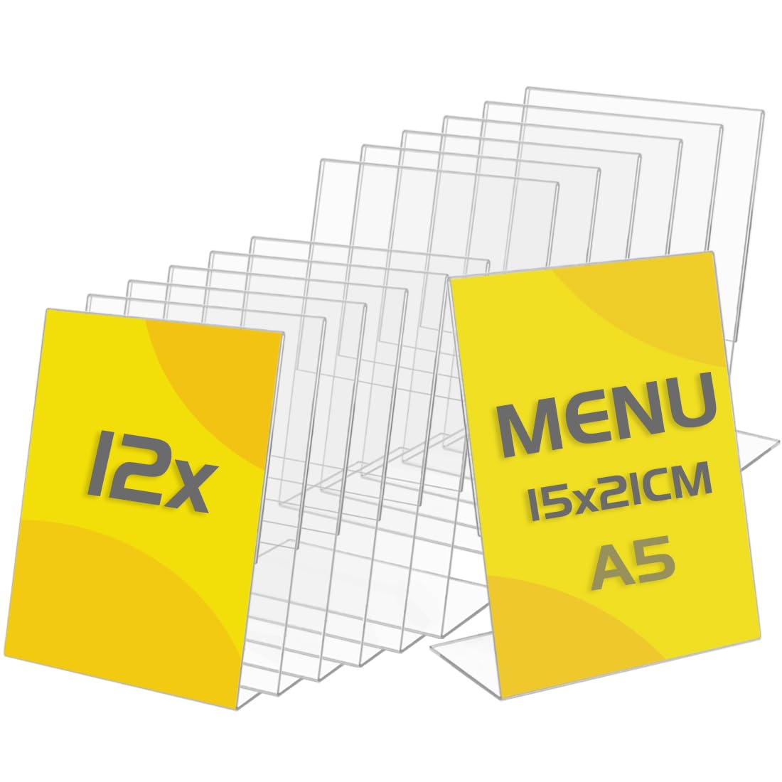 TAPKUA Tischaufsteller A5, 12er Pack Transparenter Acryl Tischständer L-Form Aufsteller für Büro, Restaurant, Geschäft, Hotel, Theke (12 Stück - A5)