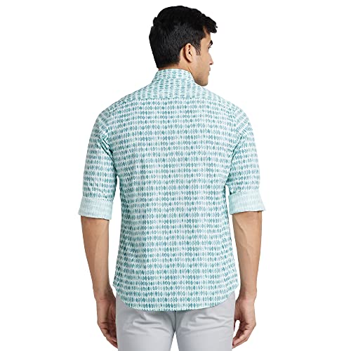 Image of Colorplus Men's Pure Cotton Print Pattern Contemporary Fit Spread Collar Full Sleeve Casual Shirt