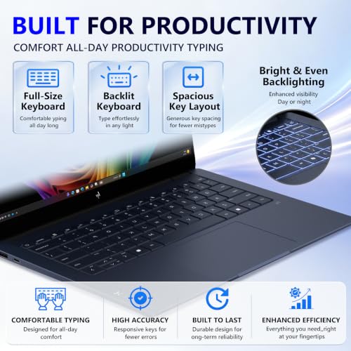 Image of HP OmniBook X (Previously Elitebook X) 14 inch 3K OLED 120Hz Touchscreen Laptop, Intel Core Ultra 7 355(49 AI Tops), 16GB RAM, 3TB Storage (2TB SSD+1TB Docking Station), Backlit Keyboard, Win 11 Pro, Blue