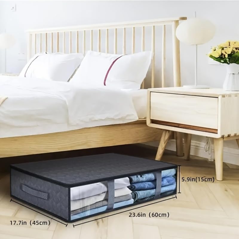 Miniatura 3 de 1 bolsa de almacenamiento no tejida debajo de la cama de 10.57 galones para ropa, transpirable y a prueba de humedad, color gris