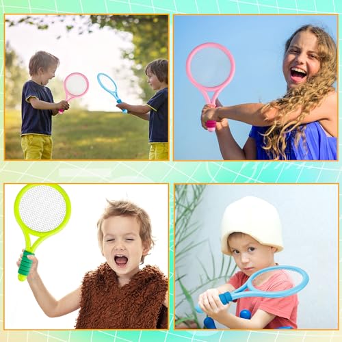 Set de 12 raquetas de tenis plásticas para niños miniatura 3