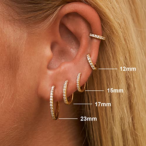 Gold Hoop Earrings For Women Cubic Zirconia Hoop Earrings Set Huggie Hoops Earrings Set for Women Fashion Jewelry (4 Sizes)3