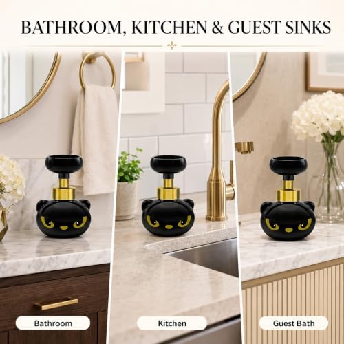 Cat Paw Soap Dispenser, Press Black Cat Cat Foaming Soap Dispenser, Refillable Paw Print Soap Dispenser for Bathroom and Kitchen, 1Pcs - 4