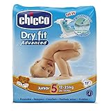 Material suave y delicado Chicco DryFit - Pack de 17 pañales ultra absorbentes, talla 5, 12-25 Kg