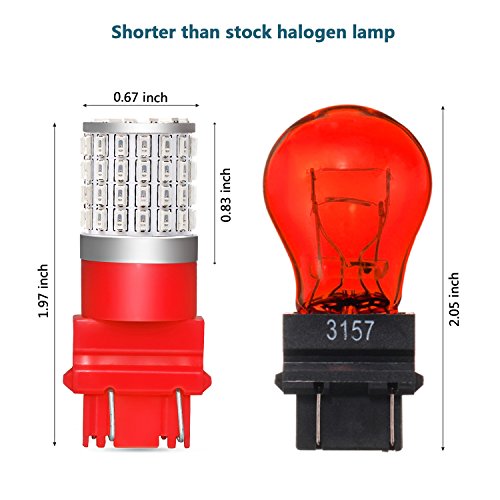 Phinlion 3157 Red Led Light Bulb Super Bright 72-Smd 3056 3156 3057 4057 4157 Led Bulbs For Car Truck Tail Brake Stop Turn Signal Blinker Side Marker Lights #TOP2