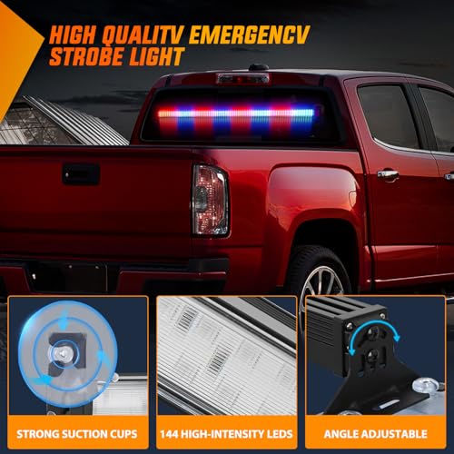 Image of Nilight 144LED Traffic Advisor Strobe Light Bar with Controller Red Blue