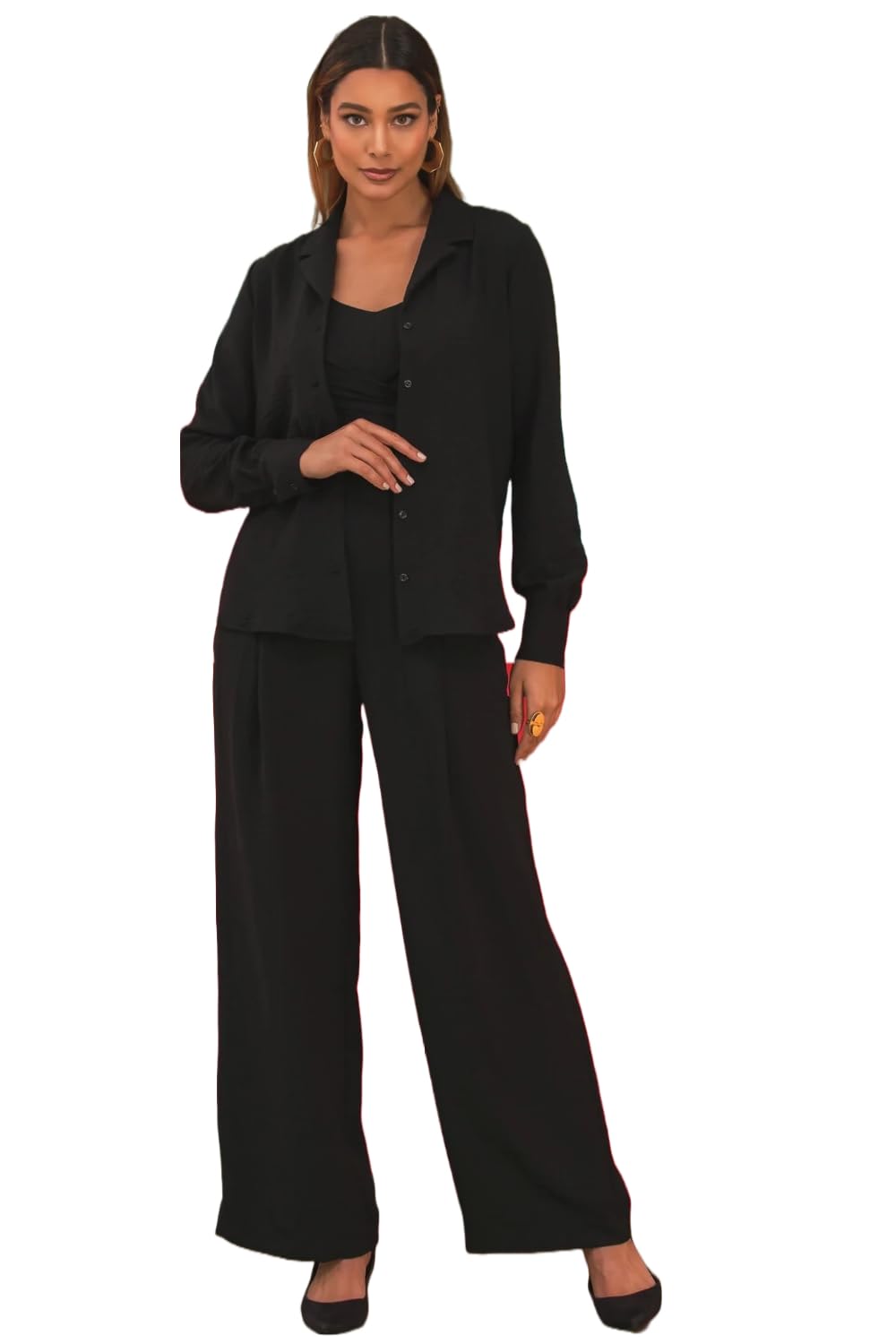 elendra jeans Elendra Co-ord Set for Women – Stylish Casual 3 Piece Blazer Set || Classic Collar Full Sleeve Blazer with Crop Top & Pant-picture-20