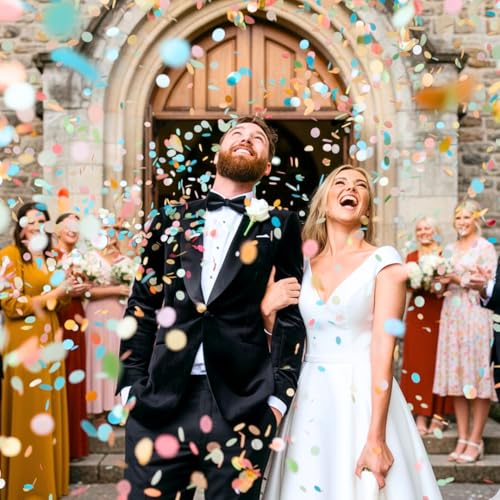 Image of White Rice Paper Wedding Confetti for Flower Girl Basket, Confetti Cannon Filler (Multi)