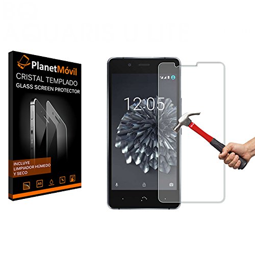 PLANETMOVIL® BQ AQUARIS U PLUS PROTECTOR DE CRISTAL TEMPLADO
