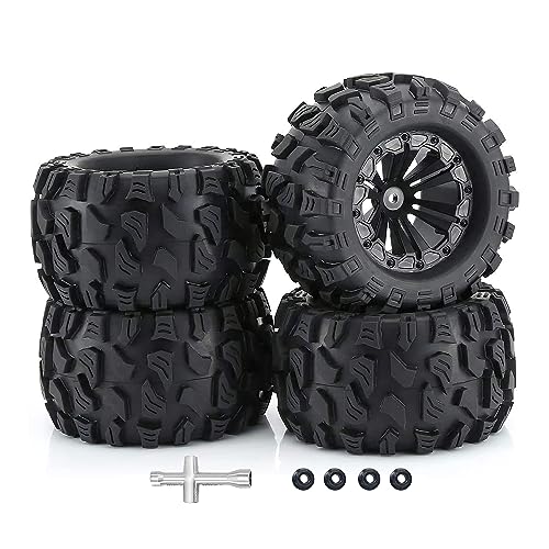 RC Station 12mm Hex RC Wheels and Tires 1/10 Scale 2.8 RC Truck Tires Wheels for Traxxas Rustler...