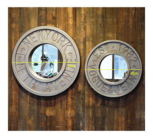 Étagère murale suspendue avec miroir décoratif rond et rangement rétro industriel