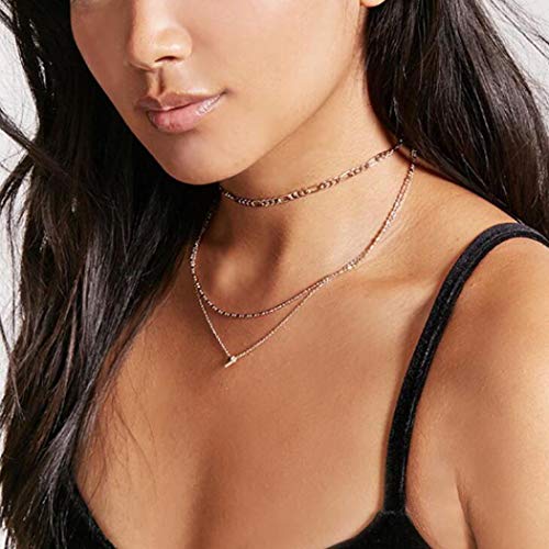 Preisvergleich Produktbild Jovono Boho mehrschichtige Halsketten mit Wassertropfen Pailletten Anhänger Schmuck für Frauen und Mädchen (Gold)