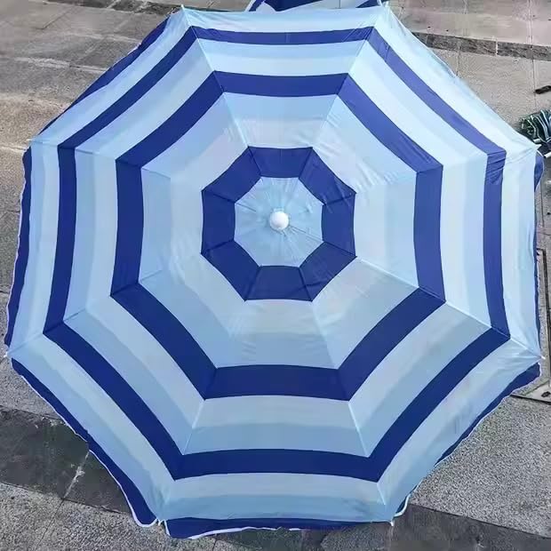 Peng Essentials SunSplash Beach Parasol | UV-Resistant Canopy, Tilt Adjustable, Lightweight & Foldable Sun Umbrella for Outdoor, Garden & Beach Use (Blue & White) 4