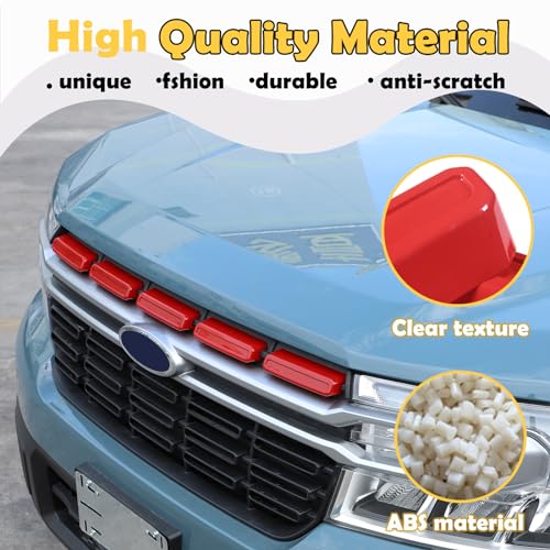 Image of Front Bumper Grille Cover Compatible with Ford Maverick 2022 2023, Car Air Inlet Vent Grille Cover, Grill Grille Inserts Trim Cover (Sport Red)