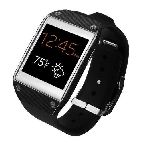 Skinomi Black Carbon Fiber Full Body Skin Compatible with Samsung Galaxy Gear (Full Coverage) TechSkin with Anti-Bubble Clear Film Screen Protector