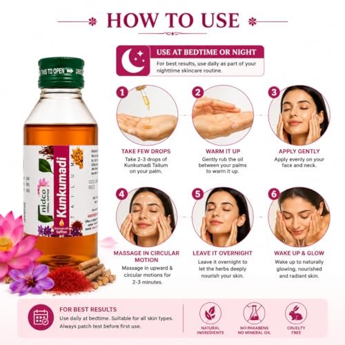 Image of Kumkumadi Tailam for Face | Enriched with Saffron | Dark Spot Corrector | Ayurvedic Herbal Oil for Pimples, Acne, Spots, Pigmentation | For Men and Women - 100ml (Pack of 1)