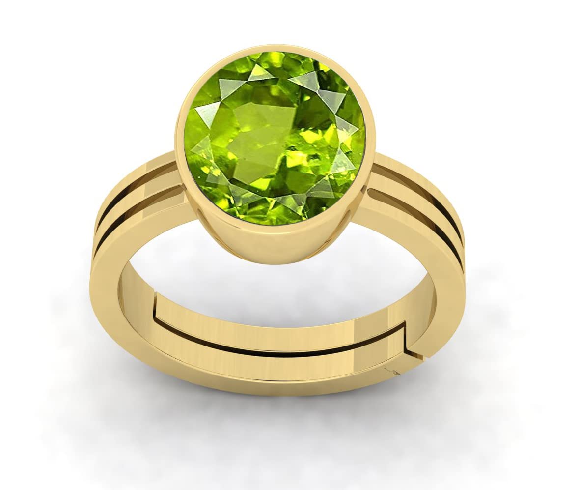 BALATANK�10.25 Ratti / 9.50 Carrat AA++ Quality Certified Unheated Untreatet Synthetic Peridot Gold Plated Peridot Ring For Men And Women's (GGTL Lab Certified)