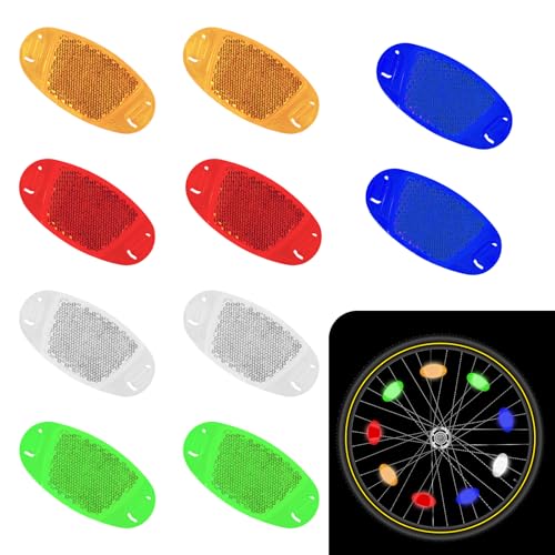 Jeffdad 10 Stück Speichenreflektoren Fahrrad, Speichen Katzenaugen Fahrrad Reflektoren Fahrrad-Speichen-Reflektoren mit Starker Reflektionsfunktion für alle Mountainbike Rennrad gängigen Radgrößen