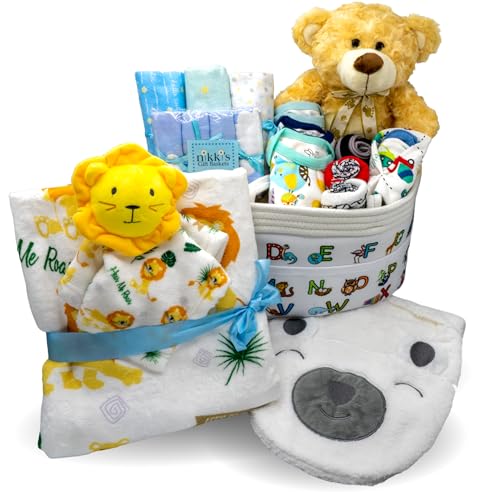 Joyful Arrival Deluxe Baby Boy Gift Basket | 20-Piece Newborn